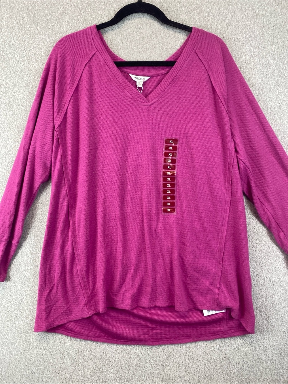 Wildfox Haley Brushed Womens XL Long Sleeve V Neck Cozy Raw Trim Loungewear